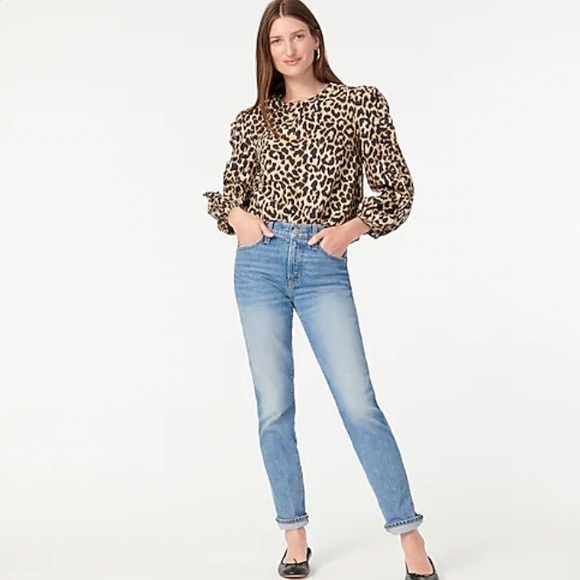 NWT J. Crew Ruffle-Sleeve Top in Leopard - Picture 1 of 4